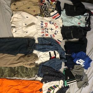 18-24 month brand name boy bundle, 9 shirts, 5 shorts, 4 pants, 1 coat